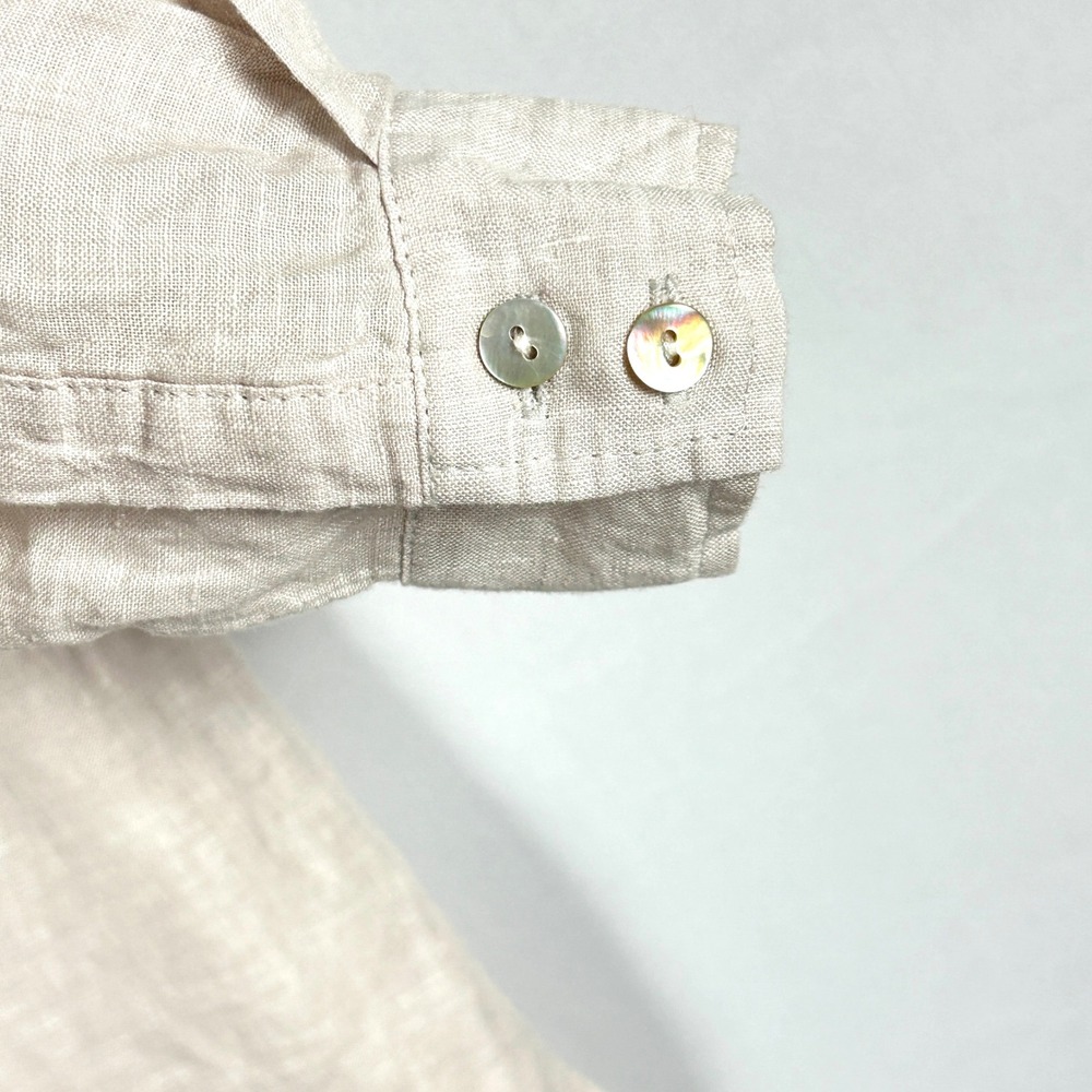 Jones New York 100% Linen Mini Tunic Dress Women's S / M Oatmeal Coastal Grandma - Picture 9 of 11